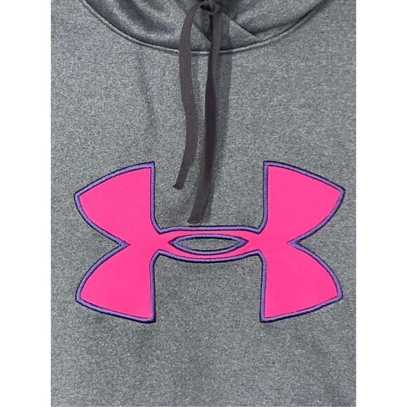 -2. Under Armour Women's Long Sleeve ColdGear Semi-Fitted Pullover Hoodie Gray X - Picture 4 of 7